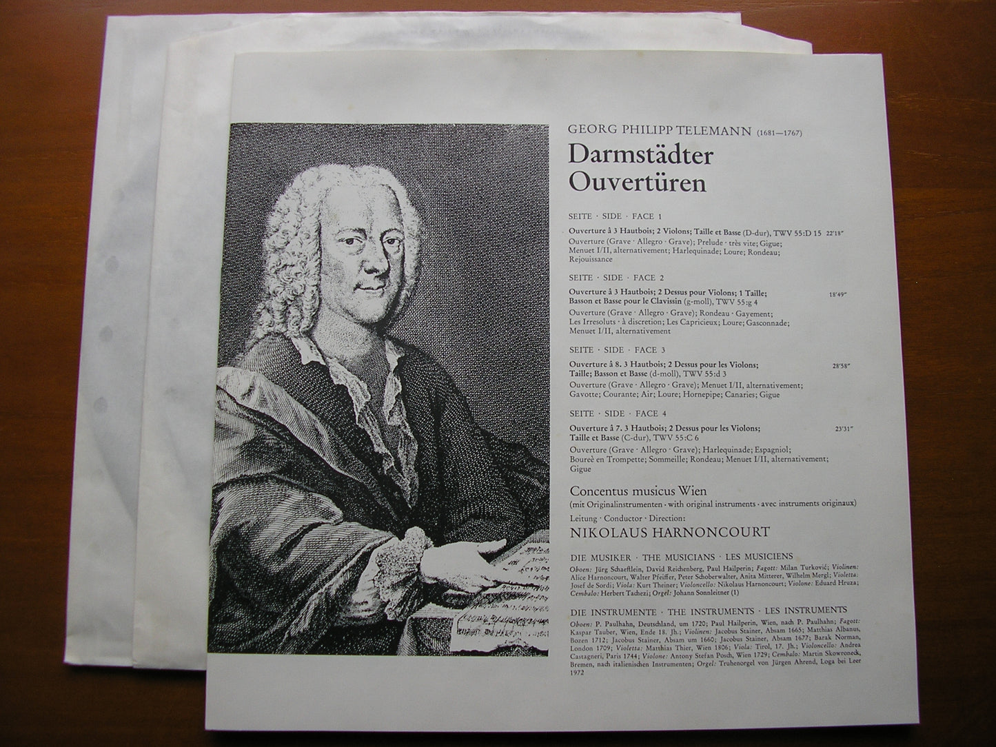 TELEMANN: DARMSTADT OVERTURES      HARNONCOURT / CONCENTUS MUSICUS WIEN    2LP     6.35498