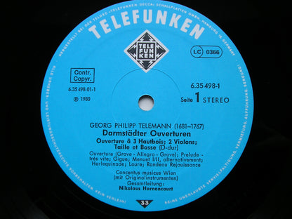 TELEMANN: DARMSTADT OVERTURES      HARNONCOURT / CONCENTUS MUSICUS WIEN    2LP     6.35498