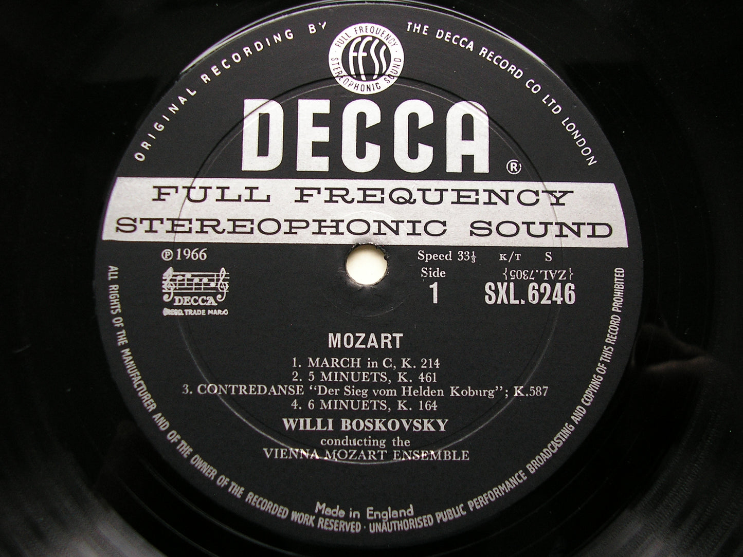 SXL 6246  MOZART: COMPLETE DANCES & MARCHES  Volume 7     BOSKOVSKY / VIENNA MOZART ENSEMBLE      ED1