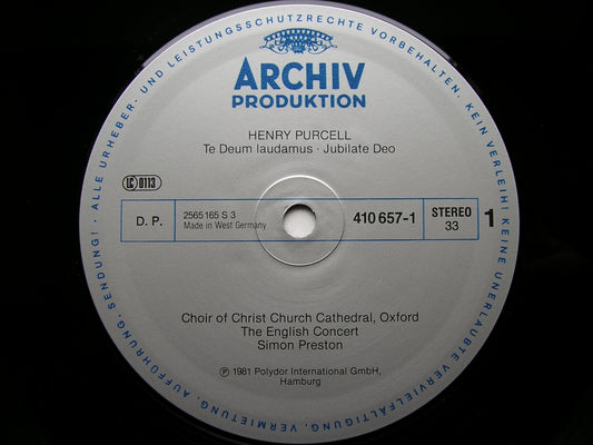 PURCELL: TE DEUM / JUBILATE DEO / TWO ANTHEMS    CHRIST CHURCH CATHEDRAL CHOIR / THE ENGLISH CONCERT / PRESTON     410 657