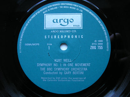 WEILL: SYMPHONIES Nos. 1 & 2     BERTINI / BBC SYMPHONY      ZRG 755