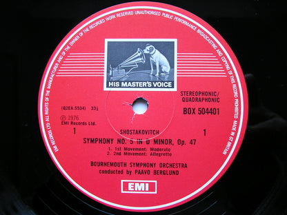 SHOSTAKOVICH: SYMPHONIES Nos. 5 & 10      BERLUND / BOURNEMOUTH SYMPHONY    2LP      SLS 5044
