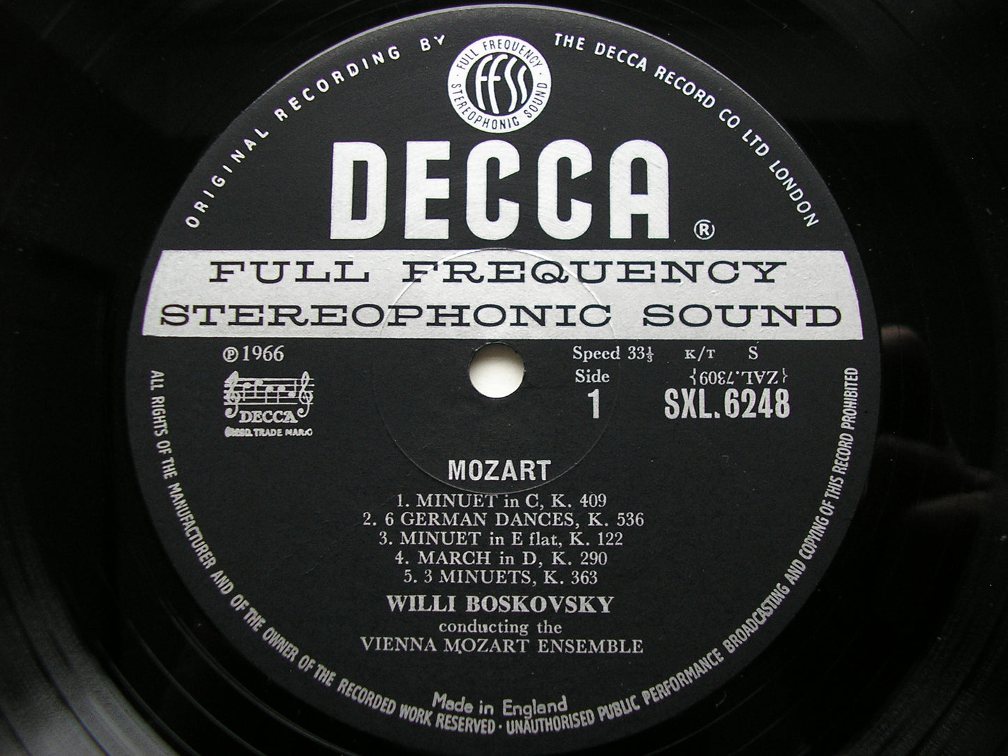 SXL 6248  MOZART: COMPLETE DANCES & MARCHES  Volume 9     BOSKOVSKY / VIENNA MOZART ENSEMBLE     ED1
