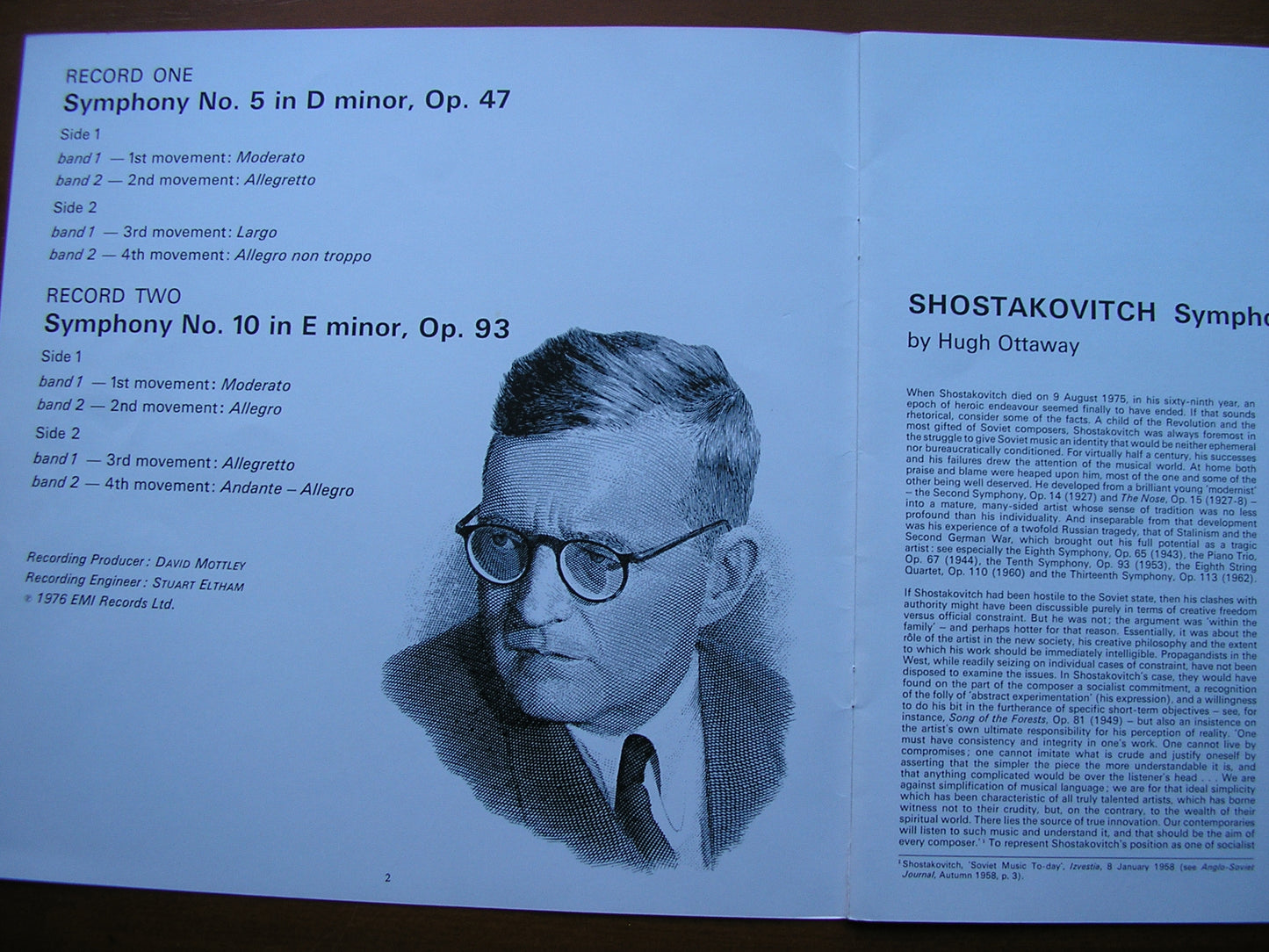 SHOSTAKOVICH: SYMPHONIES Nos. 5 & 10      BERLUND / BOURNEMOUTH SYMPHONY    2LP      SLS 5044