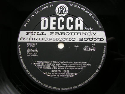 SXL 6249  GWYNETH JONES SINGS OPERA ARIAS: VERDI / WAGNER / CHERUBINI / BEETHOVEN      VIENNA OPERA ORCHESTRA / QUADRI    ED2