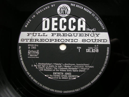 SXL 6249  GWYNETH JONES SINGS OPERA ARIAS: VERDI / WAGNER / CHERUBINI / BEETHOVEN      VIENNA OPERA ORCHESTRA / QUADRI    ED2