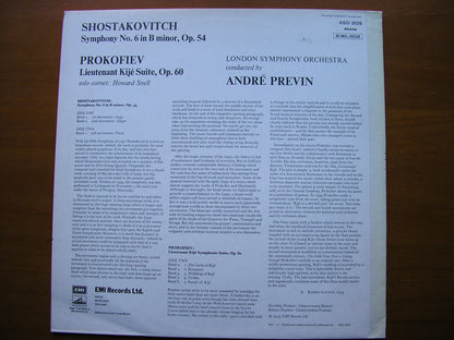 SHOSTAKOVICH: SYMPHONY No. 6 / PROKOFIEV: LIEUTENANT KIJE     PREVIN / LONDON SYMPHONY     ASD 3029