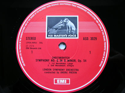 SHOSTAKOVICH: SYMPHONY No. 6 / PROKOFIEV: LIEUTENANT KIJE     PREVIN / LONDON SYMPHONY     ASD 3029
