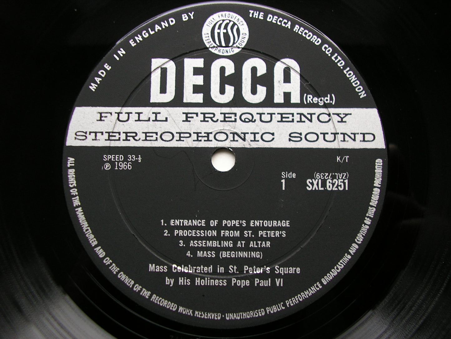 SXL 6251  EASTER SUNDAY IN ROME 1966       ED2