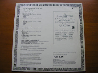 BACH, JOHANN CHRISTIAN: SIX FAVOURITE OVERTURES     HOGWOOD / ACADEMY OF ANCIENT MUSIC     DSLO 525