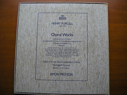 PURCELL: CHORAL WORKS     CHRIST CHURCH CATHEDRAL CHOIR / THE ENGLISH CONCERT / PRESTON      3LP     2723 076