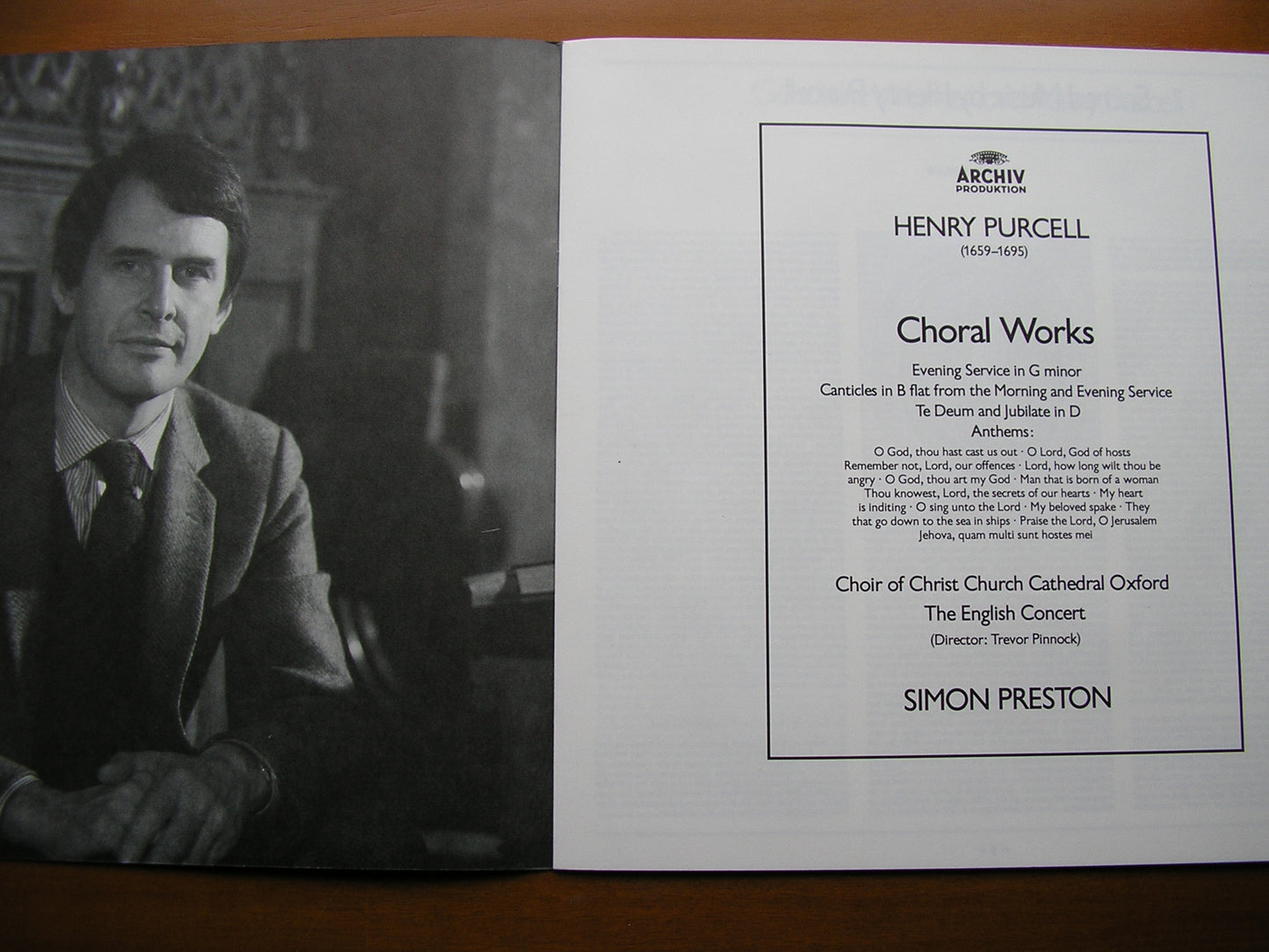 PURCELL: CHORAL WORKS     CHRIST CHURCH CATHEDRAL CHOIR / THE ENGLISH CONCERT / PRESTON      3LP     2723 076