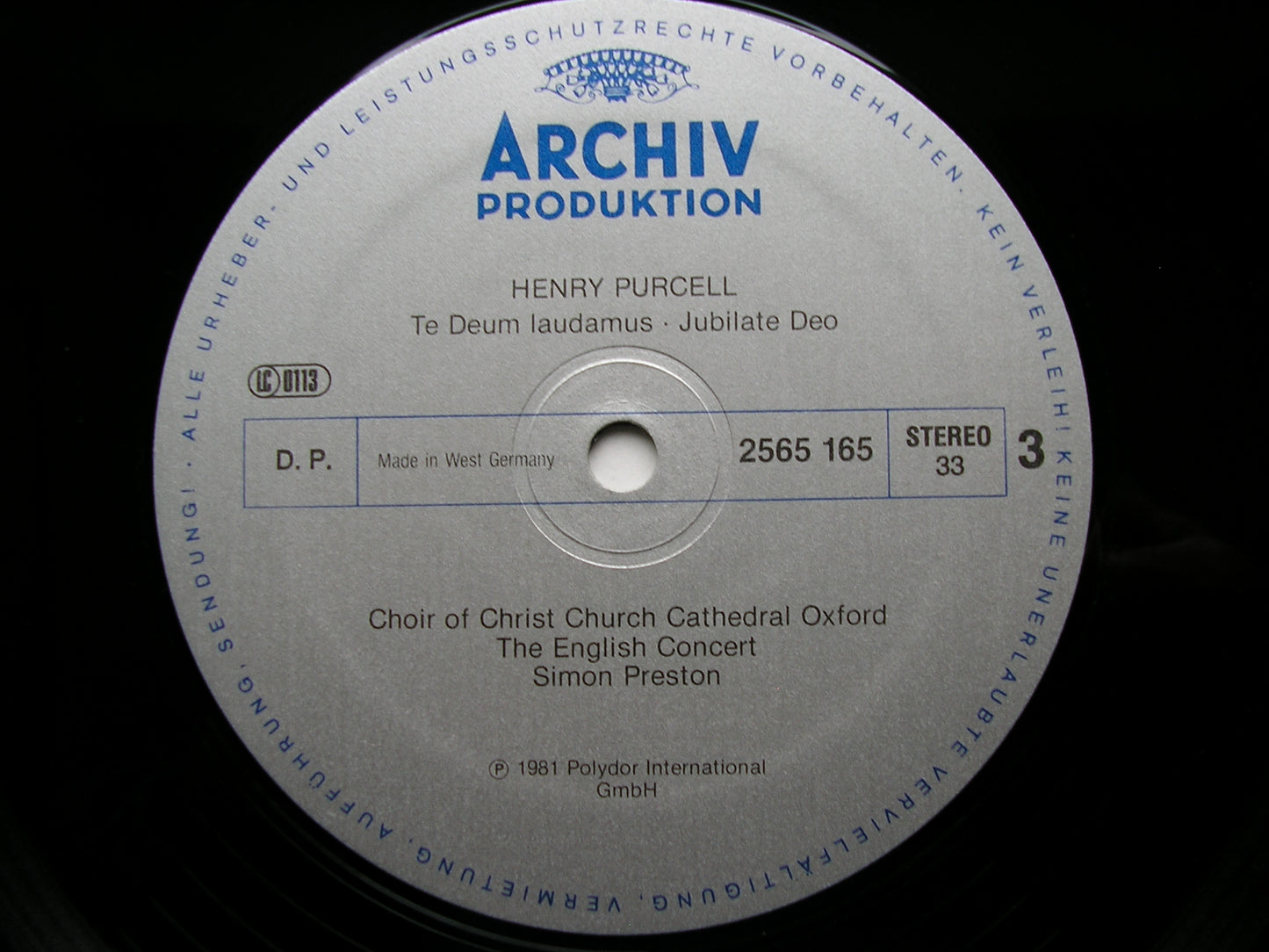 PURCELL: CHORAL WORKS     CHRIST CHURCH CATHEDRAL CHOIR / THE ENGLISH CONCERT / PRESTON      3LP     2723 076