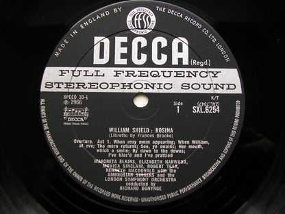 SXL 6254  SHIELD: ROSINA   complete opera    SOLOISTS / LONDON SYMPHONY / BONYNGE     ED2