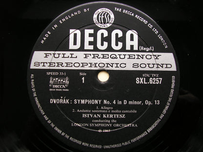 SXL 6257  DVORAK: SYMPHONY No. 4 / OVERTURE In Nature's Realm       KERTESZ / LONDON SYMPHONY     ED2