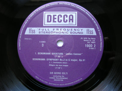 SCHUMANN: THE FOUR SYMPHONIES / OVERTURE, SCHERZO & FINALE     SOLTI / VIENNA PHILHARMONIC     3LP     D190D3