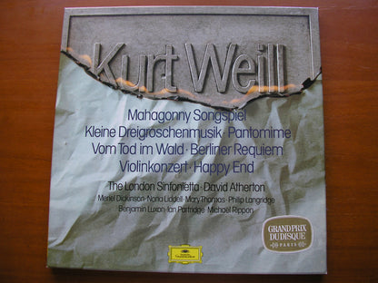 WEILL: MAHAGONNY / PANTOMIME / VIOLIN CONCERTO / BERLIN REQUIEM     SOLOISTS / LONDON SINFONIETTA / ATHERTON    3LP     2740 153