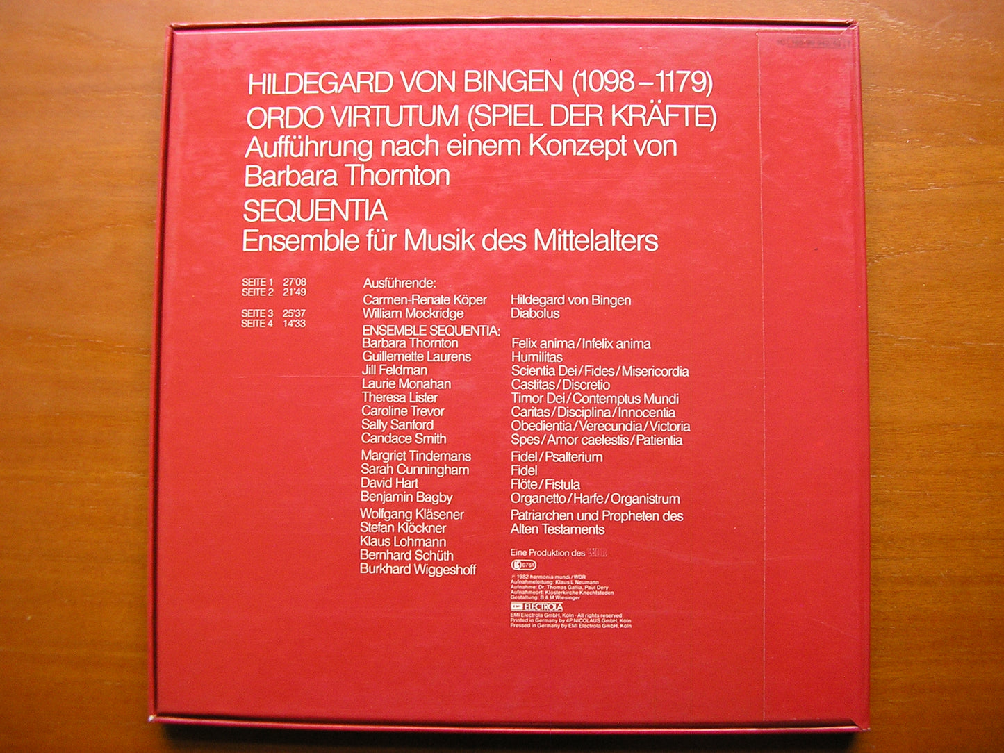 HILDEGARD VON BINGEN: ORDO VIRTUTUM      SEQUENTIA ENSEMBLE FOR MUSIC OF THE MIDDLE AGES     2LP     99 942/3
