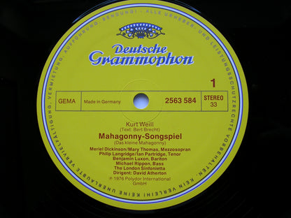 WEILL: MAHAGONNY / PANTOMIME / VIOLIN CONCERTO / BERLIN REQUIEM     SOLOISTS / LONDON SINFONIETTA / ATHERTON    3LP     2740 153