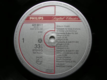 VIVALDI: SIX CONCERTOS FOR VIOLA D'AMORE      MASSIMO PARIS / I MUSICI     422 051