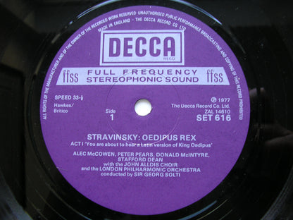 STRAVINSKY: OEDIPUS REX    PEARS / MEYER / LONDON PHILHARMONIC / SOLTI      SET 616