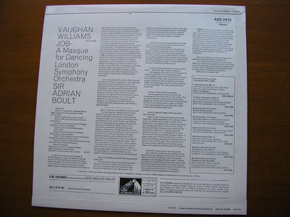 VAUGHAN WILLIAMS: JOB    (Ballet 1931)     SIR ADRIAN BOULT / LONDON SYMPHONY    ASD 2673