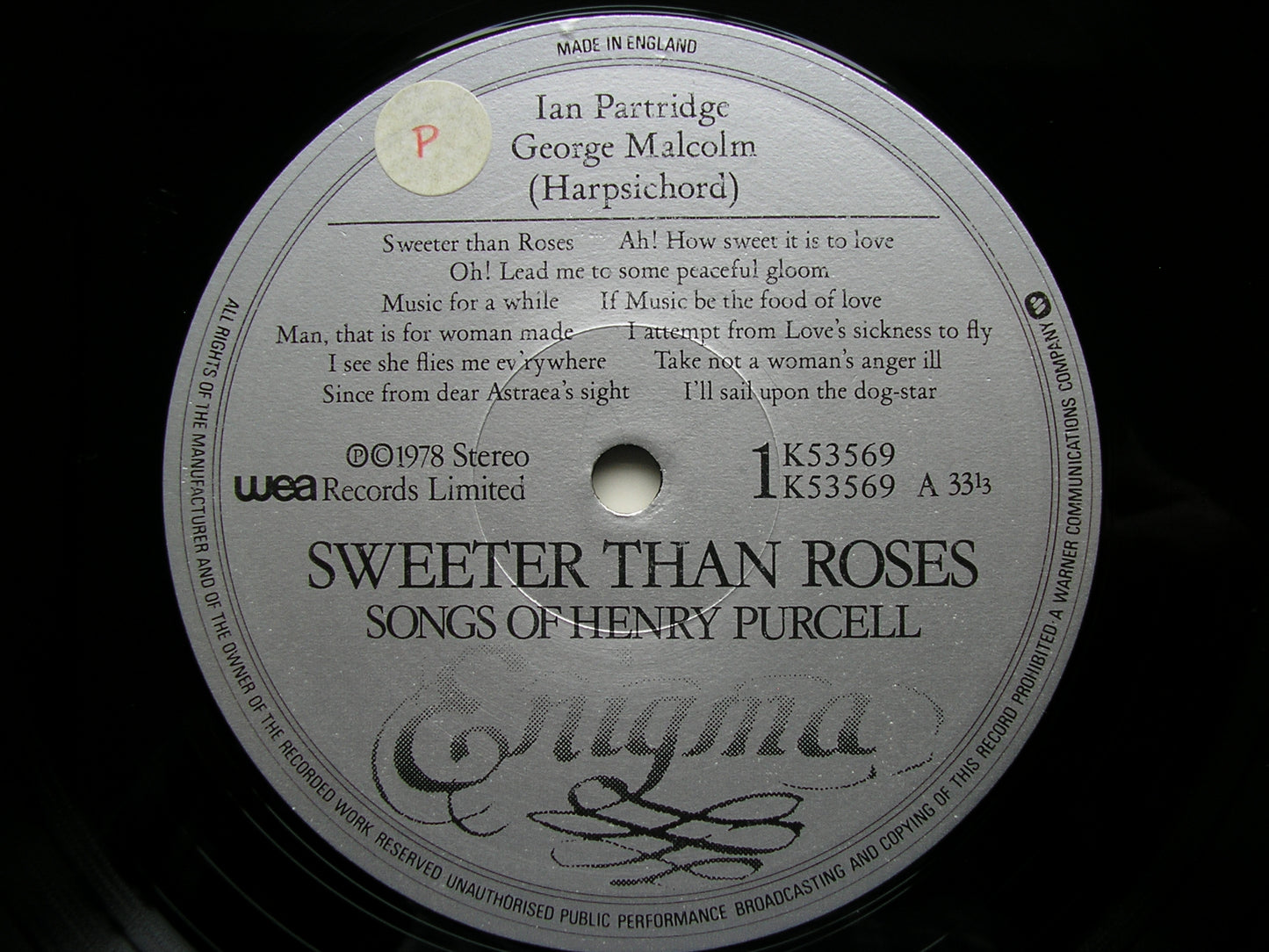 PURCELL: SONGS     IAN PARTRIDGE / GEORGE MALCOLM    K53569