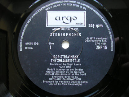 STRAVINSKY: THE SOLDIER'S TALE     NUREYEV / JACKSON / MacLIAMMOIR / ZALKOWITSCH     ZNF 15