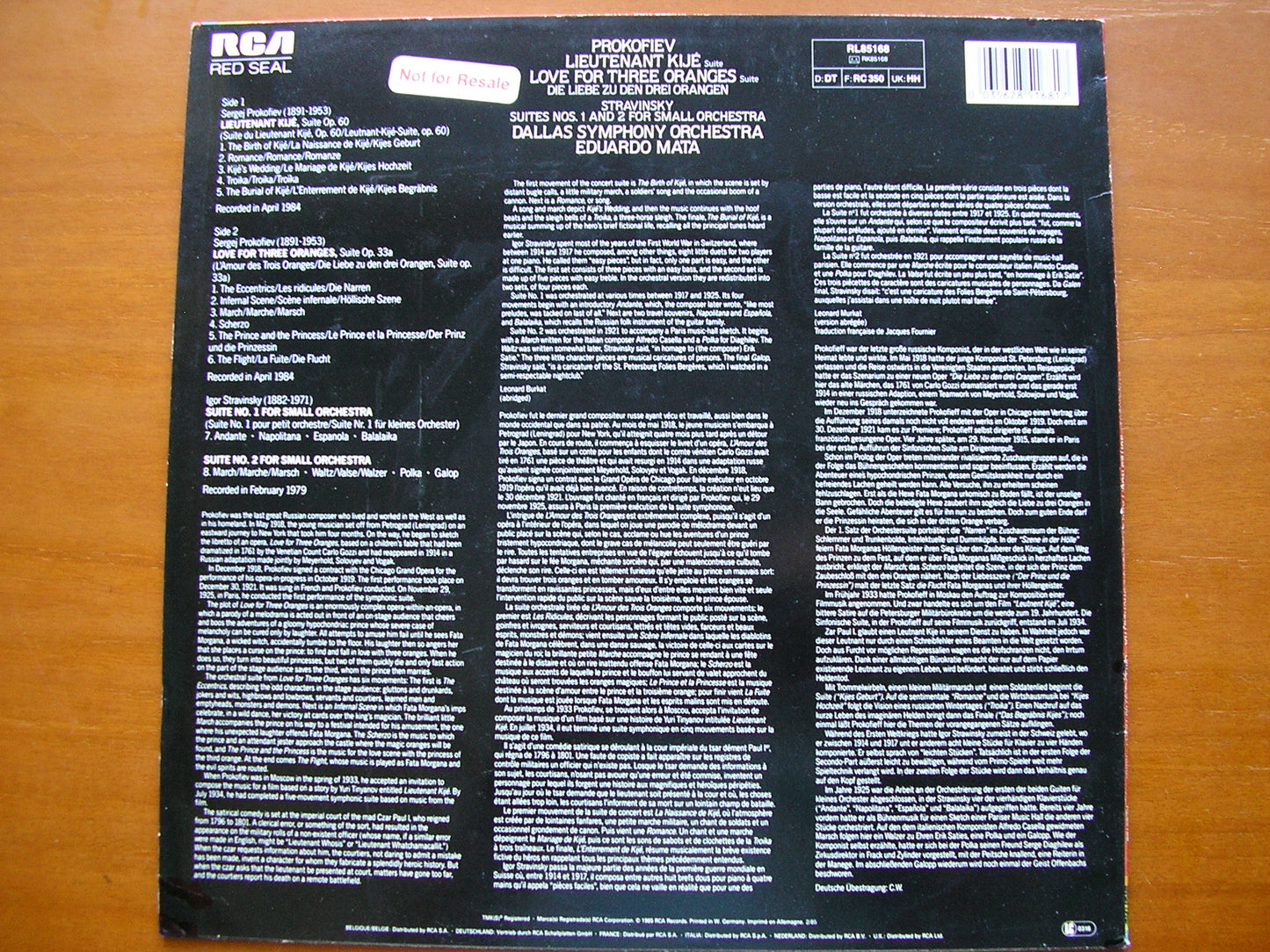 PROKOFIEV: LOVE FOR 3 ORANGES / LIEUTENANT KIJE / STRAVINSKY: SUITES Nos. 1 & 2       MATA / DALLAS SYMPHONY     RL 85168