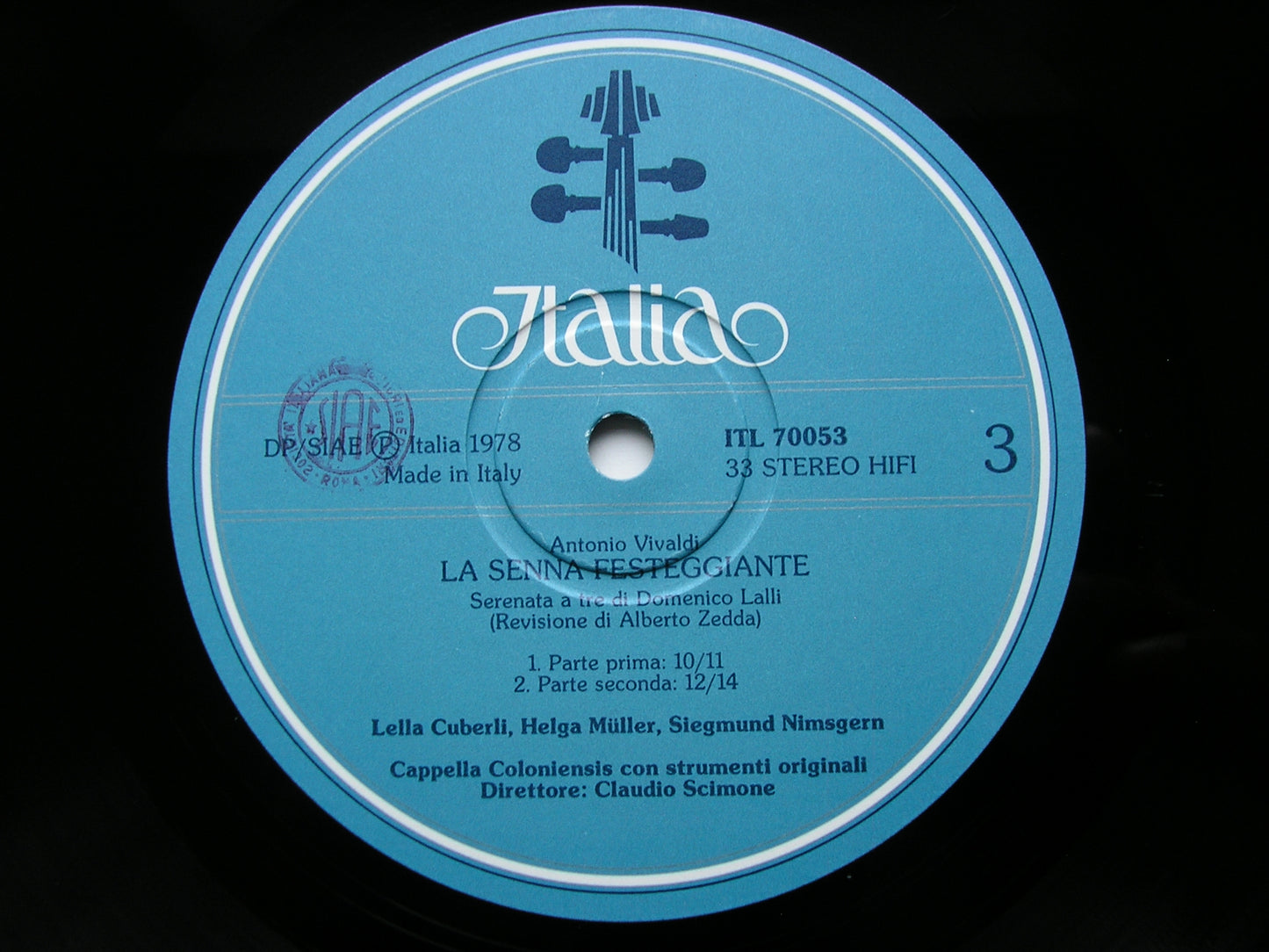 VIVALDI: LA SENNA FESTEGGIANTE      SOLOISTS / CAPPELLA COLONIENSIS / SCIMONE    2 LP      ITL 70053