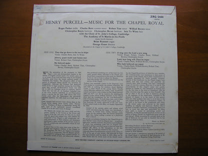 PURCELL: MUSIC FOR THE CHAPEL ROYAL    SOLOISTS / ASMIF / CHOIR OF ST JOHN'S COLLEGE / GUEST     ZRG 5444