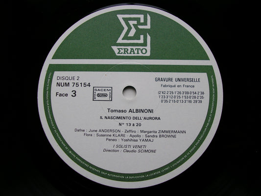 ALBINONI: IL NASCIMENTO DELL'AURORA    SOLOISTS / I SOLOISTI DI VENETI / SCIMONE     2LP     NUM 751522