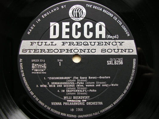 SXL 6256  NEW YEAR'S CONCERT: MUSIC OF JOHANN & JOSEF STRAUSS      BOSKOVSKY / VIENNA PHILHARMONIC     ED2