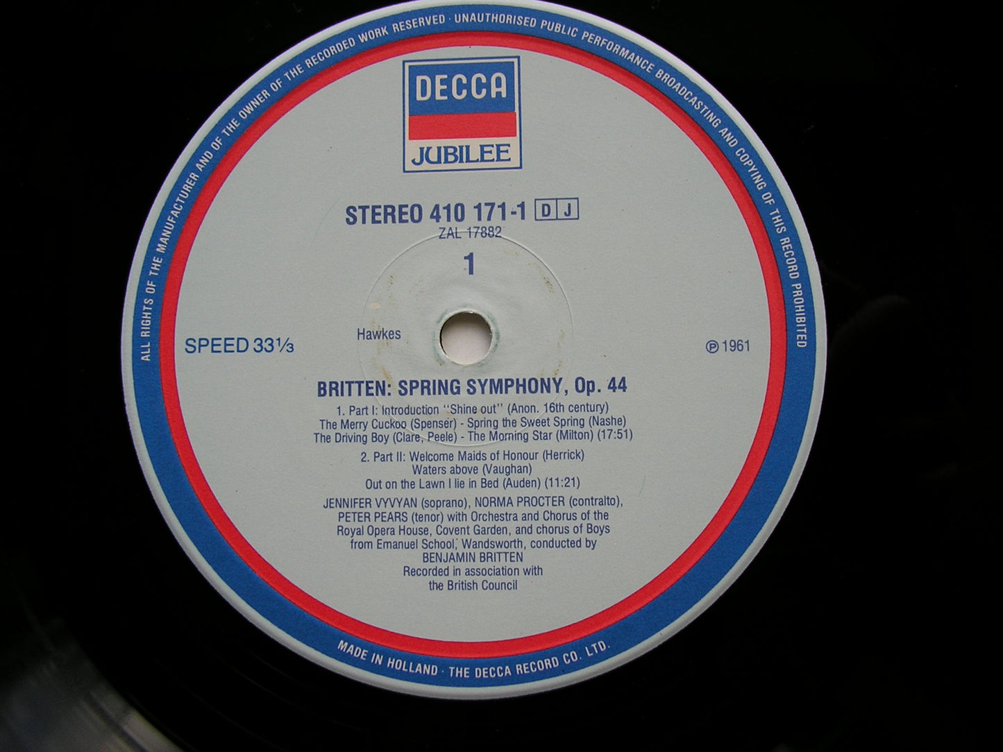 BRITTEN: SPRING SYMPHONY / SIMPLE SYMPHONY     SOLOISTS / ENGLISH CHAMBER ORCHESTRA / OROHCG / BRITTEN       410 171