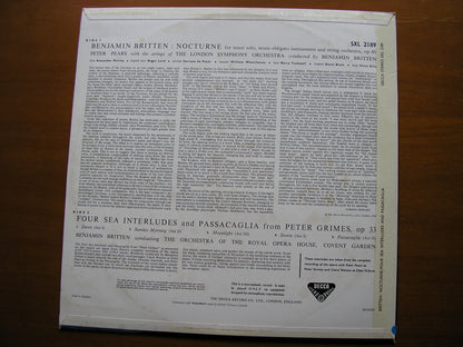 BRITTEN: NOCTURNE / FOUR SEA INTERLUDES / PASSACAGLIA from PETER GRIMES      BRITTEN / LONDON SYMPHONY     SXL 2189