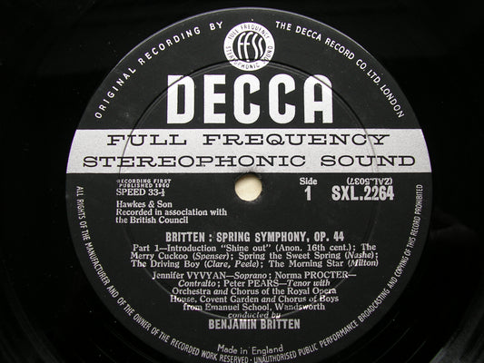 BRITTEN: SPRING SYMPHONY     VYVYAN / PROCTER / PEARS / OROHCG / BRITTEN     ED1       SXL 2264