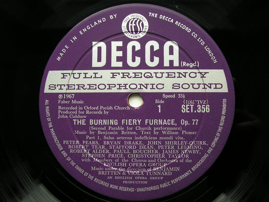BRITTEN: THE BURNING FIERY FURNACE    SOLOISTS / ENGLISH OPERA GROUP / BRITTEN     SET 356