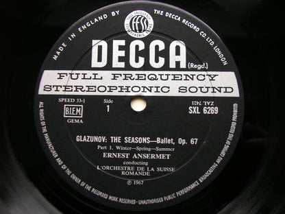 SXL 6269  GLAZUNOV: THE SEASONS  complete ballet / CONCERT WALTZES Nos. 1 & 2       ANSERMET / SUISSE ROMANDE     ED2