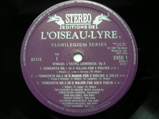 VIVALDI: L'ESTRO ARMONICO Op. 3       ACADEMY OF ANCIENT MUSIC / HOGWOOD     2LP    D245D2