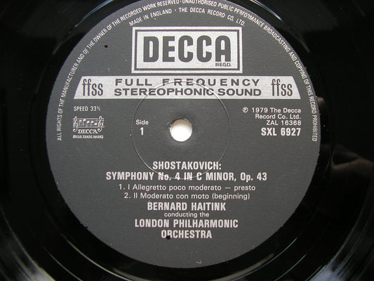 SHOSTAKOVICH: SYMPHONY No. 4     HAITINK / LONDON PHILHARMONIC     SXL 6927