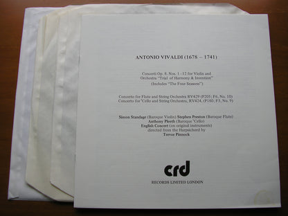 VIVALDI: THE CONTEST BETWEEN HARMONY & INVENTION  Op. 8       STANDAGE / ENGLISH CONCERT / PINNOCK    3 LP    CRD 1092/94