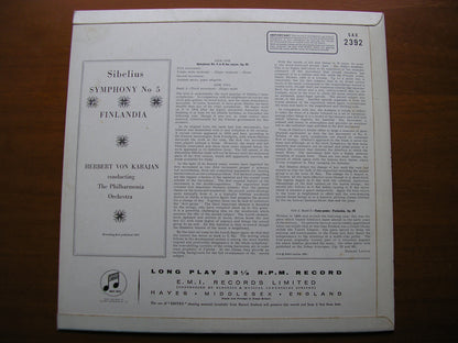 SIBELIUS: SYMPHONY No. 5 / FINLANDIA      KARAJAN / PHILHARMONIA     SAX 2392