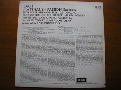 SXL 6272  BACH: ST MATTHEW PASSION     excerpts      SOLOISTS / STUTTGART CHAMBER ORCHESTRA / MUNCHINGER    ED2
