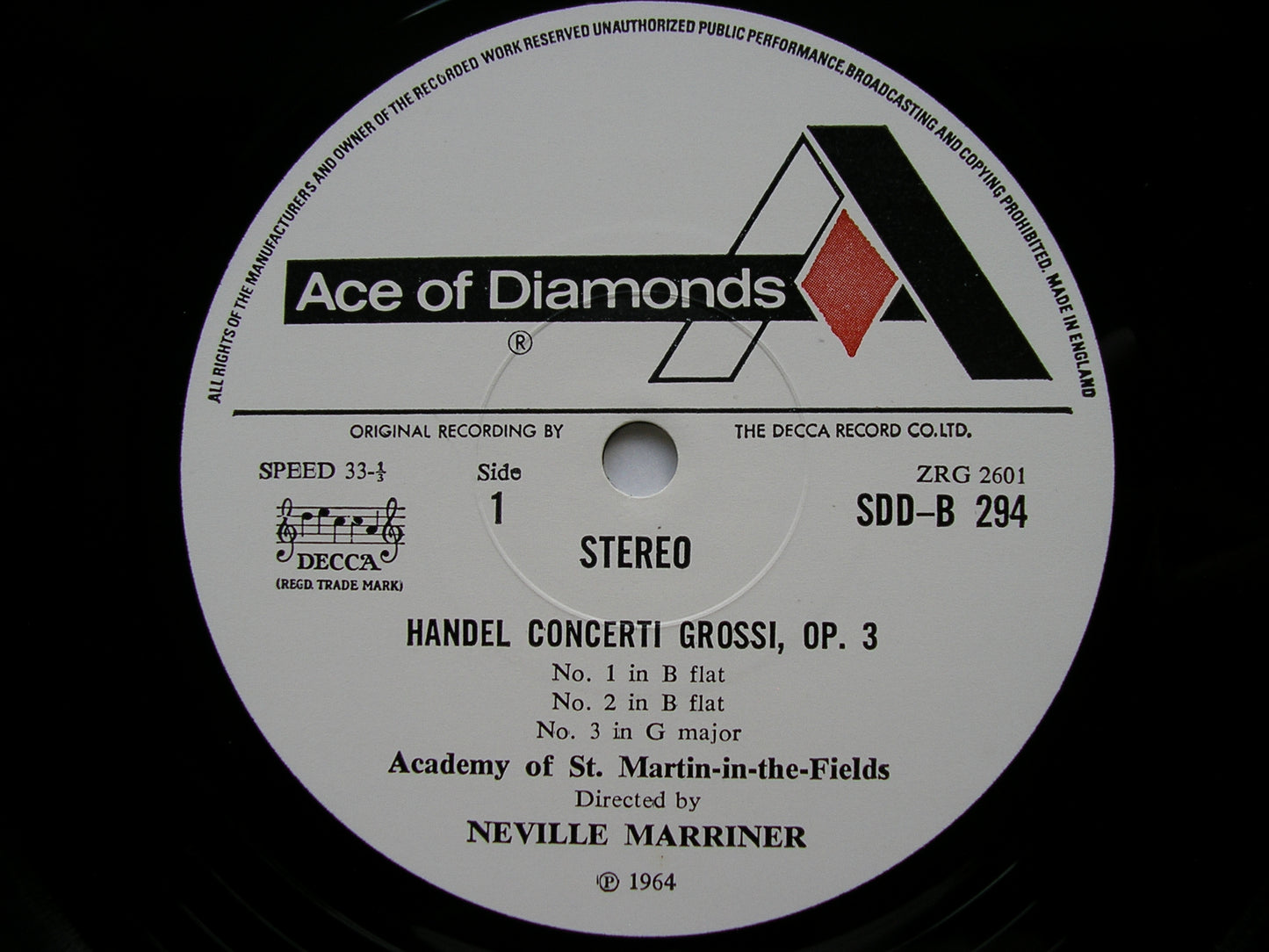 HANDEL: CONCERTI GROSSI Op. 3 & Op. 6       MARRINER / ASMIF    4LP   SDDB 294 / 7