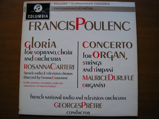 POULENC: GLORIA / ORGAN CONCERTO    DURUFLE / CARTERI / FRENCH NATIONAL RADIO ORCHESTRA / PRETRE    SAX 2445