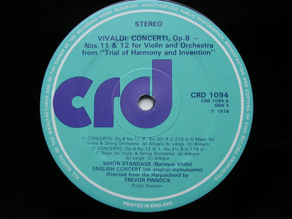 VIVALDI: THE CONTEST BETWEEN HARMONY & INVENTION  Op. 8       STANDAGE / ENGLISH CONCERT / PINNOCK    3 LP    CRD 1092/94