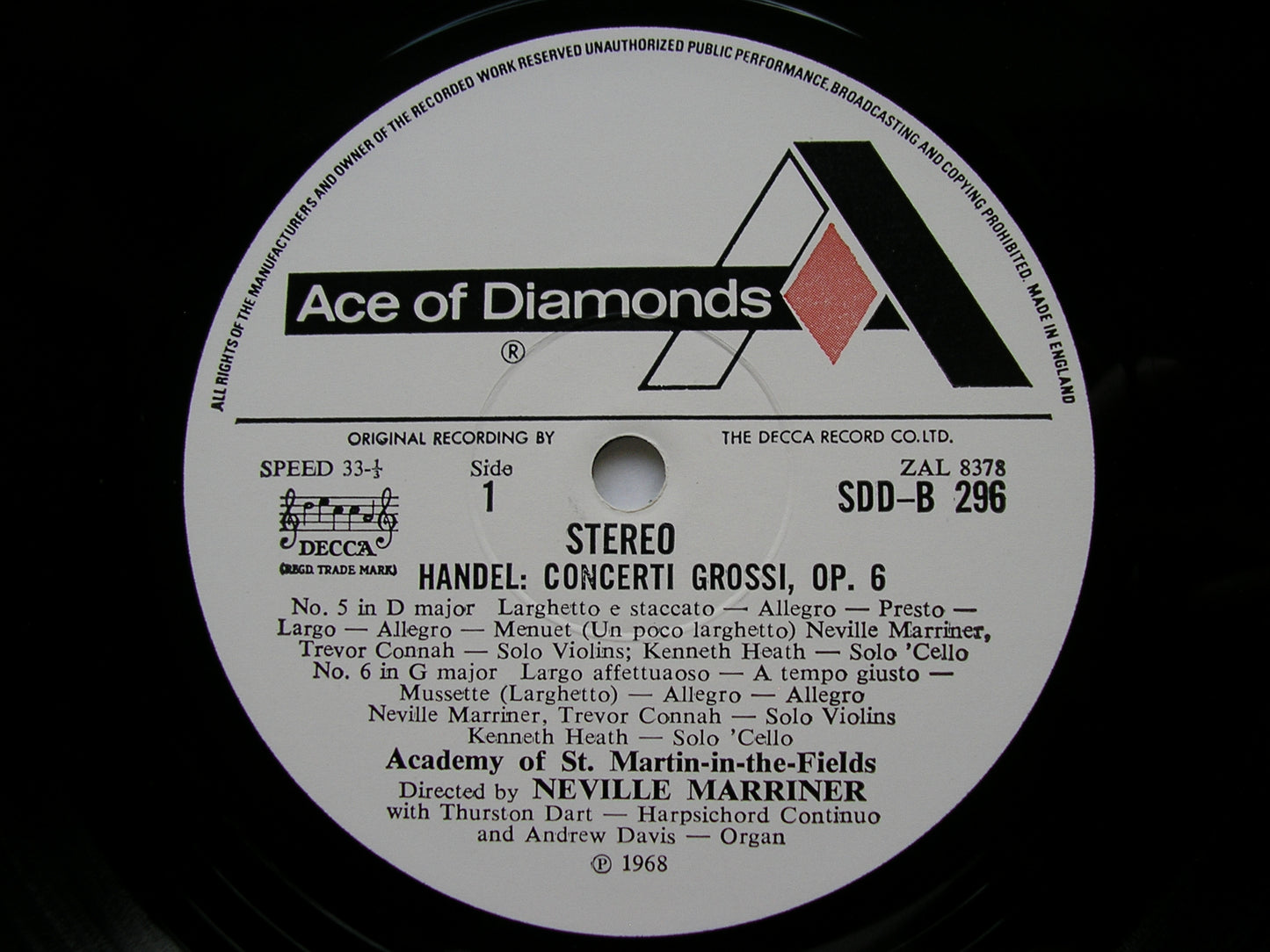 HANDEL: CONCERTI GROSSI Op. 3 & Op. 6       MARRINER / ASMIF    4LP   SDDB 294 / 7