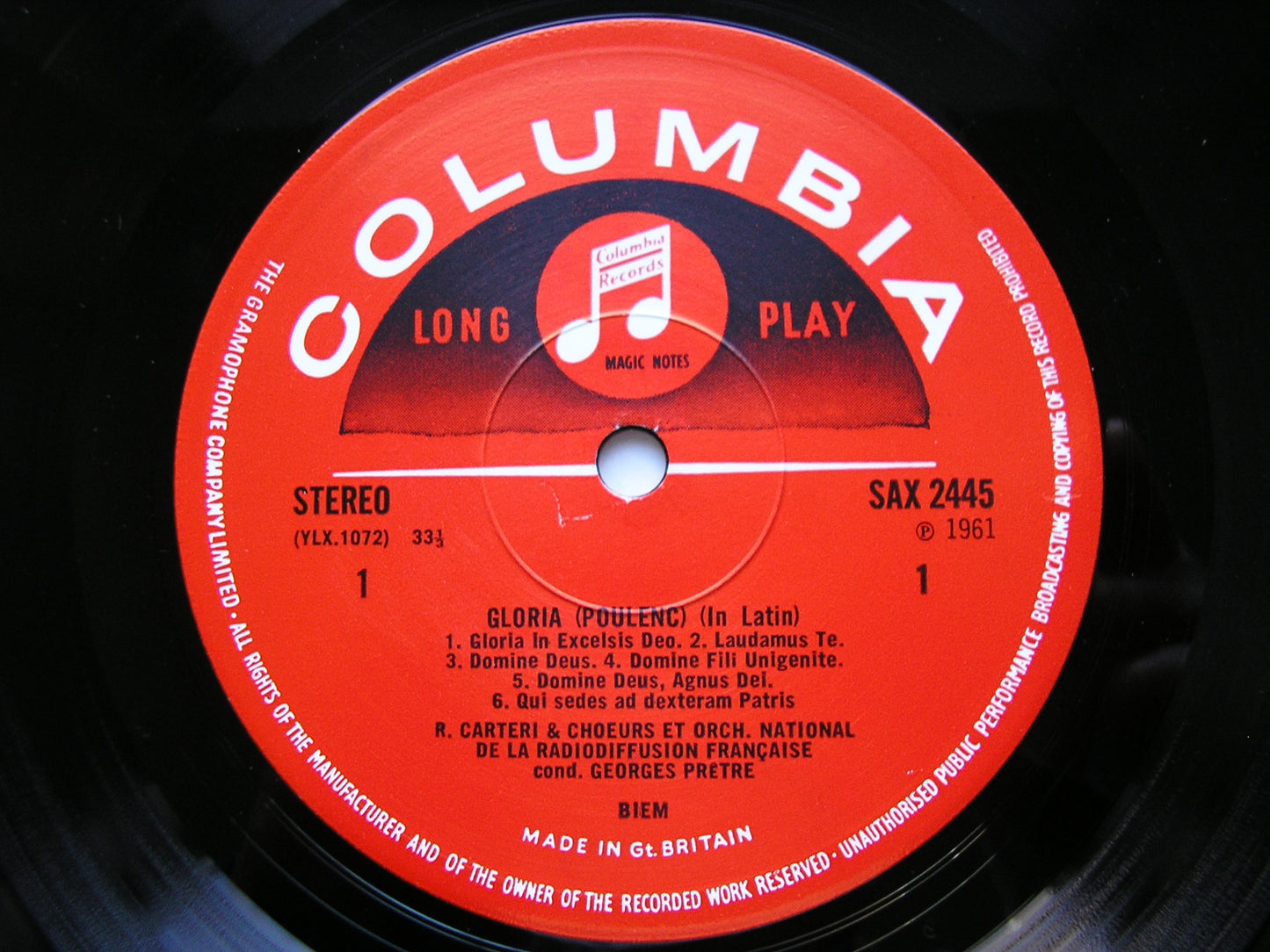 POULENC: GLORIA / ORGAN CONCERTO    DURUFLE / CARTERI / FRENCH NATIONAL RADIO ORCHESTRA / PRETRE    SAX 2445