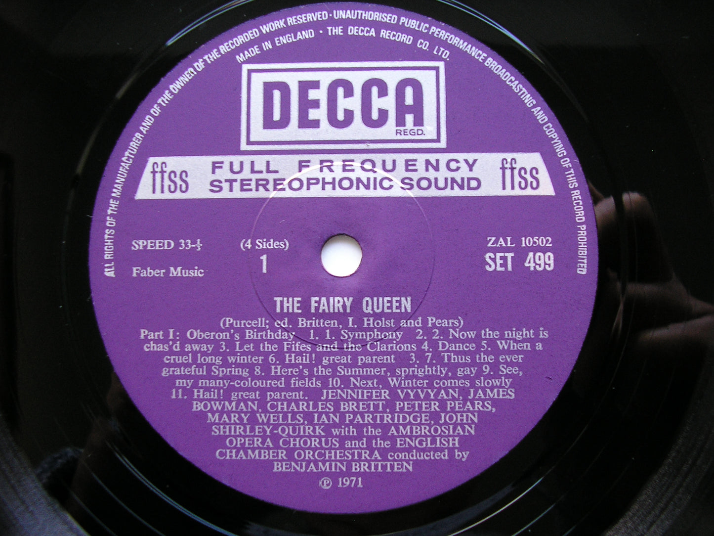 PURCELL: THE FAIRY QUEEN  (1692)      SOLOISTS / ENGLISH CHAMBER ORCHESTRA / BRITTEN    2LP     SET 499 - 500