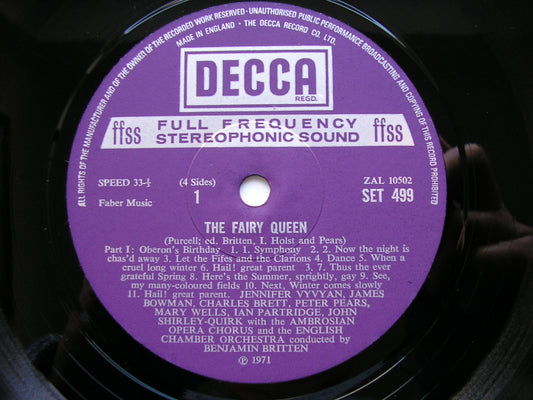 PURCELL: THE FAIRY QUEEN  (1692)      SOLOISTS / ENGLISH CHAMBER ORCHESTRA / BRITTEN    2LP     SET 499 - 500